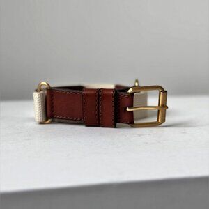 NEW Natural Canvas and Leather Detail Belt, OS